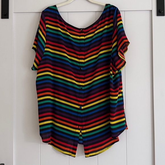 Torrid Rainbow Striped Short Sleeve Top - Picture 4 of 5